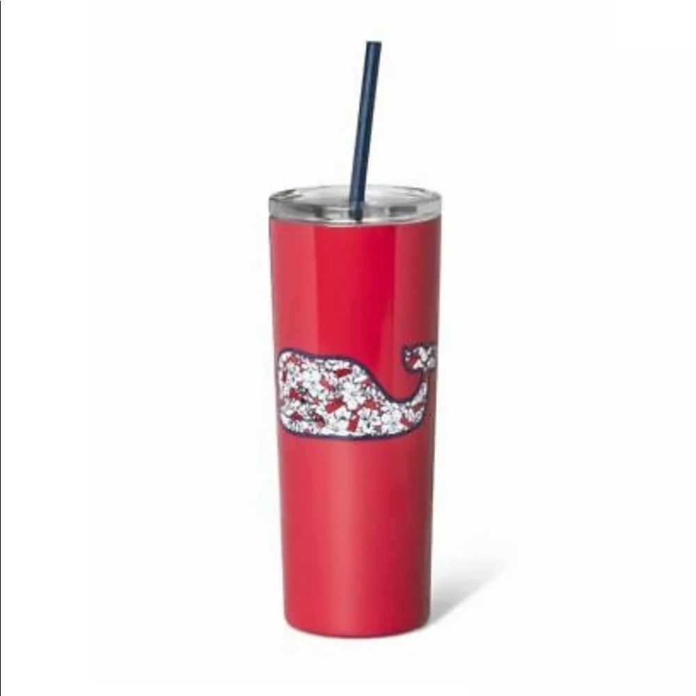Vineyard Vines Hibiscus Whale Drinkware - Red